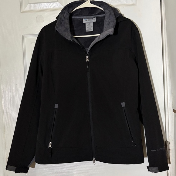 Free Country Jackets & Blazers - Free Country Hodeed Full Zipper Black Softshell Jacket with Gray Accents Sz‎ L